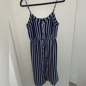 vero moda striped navy and white summer dress - size S